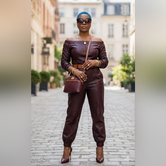 Dooney & Bourke Handbags - Dooney & Bourke Plum/Burgundy Ostrich-Embossed Crossbody Bag